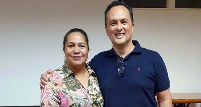 Fiji Law Society past president Laurel Vaurasi with the newly appointed president William Wylie Clark after the annual general meeting in Suva on September 19, 2020. Photo: Fiji Law Society Facebook Page