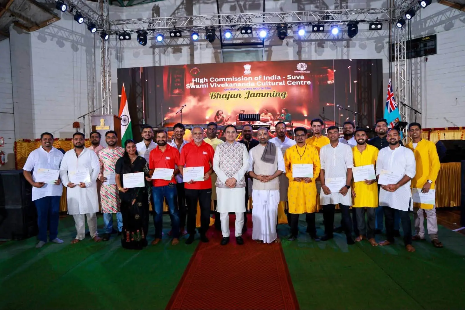 Certificates of Appreciation were presented to participating bhajan groups, singers and musicians in recognition of their contribution to the inaugural event.