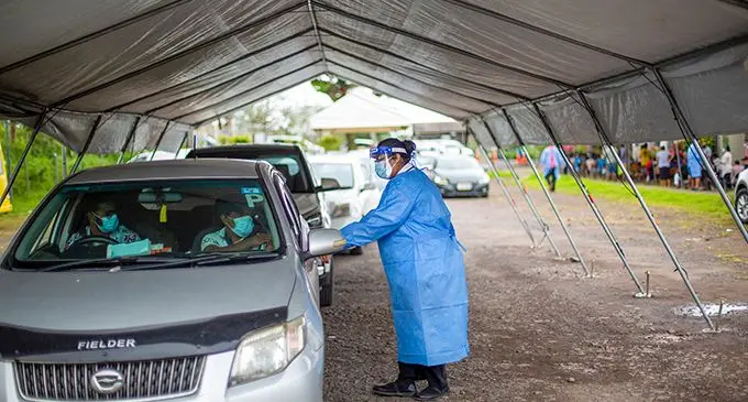MOH Drive Through vaccination drive at FNU Valelevu.. Photo Leon Lord 
