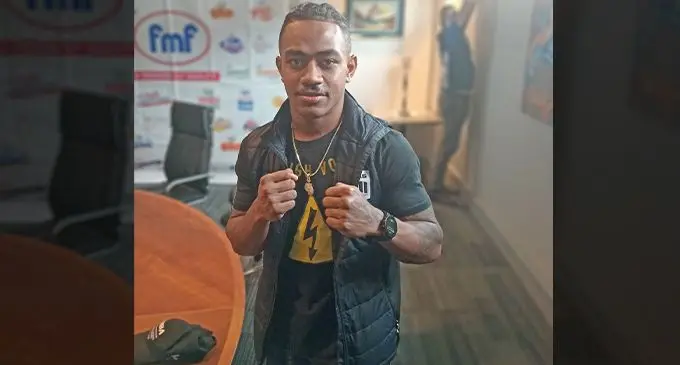 Featherweight boxer Mikaele Ravalaca at the FMF boardroom in Walu Bay, Suva, on September 15, 2023. Photo: Leone Cabenatabua