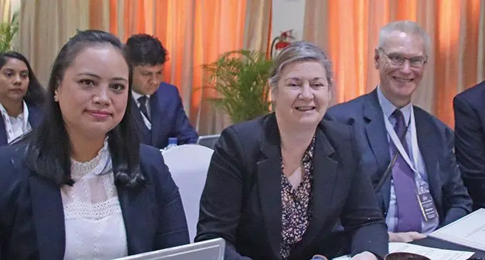 Office of the Director of Public Prosecutions principal legal officer Sexual Crimes Division Juleen Fatiaki, (left), Assistant DPP Elizabeth Rice, Assistant DPP Dr Andrew Jack, Fiji Law Society President Wylie Clarke at the ODPP Annual Conference at Warwick Fiji Resort on the Coral Coast on June 23, 2023.