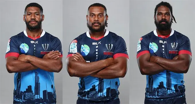 Left: Prop Emosi Tuqiri.  Photo: Rebels Middle : Winger Ilikena (Ily) Vudogo Photo: Rebels Right: Halfback Moses Sorovi Photo: Rebels