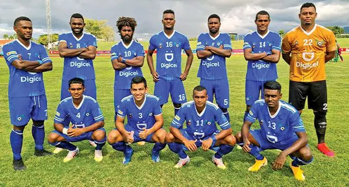Lautoka football team (back from left) Dave Radrigai, Malakai Rakula, Jared Rongosulia, Atonio Tuivuna, Sitiveni Cavuilagi, Sairusi Nalaubu, Beniamino Mateinaqara. Front (from left) Afraz Ali, Zibraaz Sahib, Edward Aaron, Muni Shivam Naidu at Churchill Park, Lautoka. Lautoka are currently leading the Digicel Premier League points table and face Labasa at Subrail Park, today at 1pm. Photo: Fiji FA Media