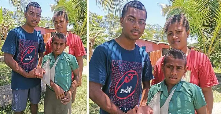 From left: Osea Tuidraki, Jocelyne Maafu and Paula Saladavui, a Year 5 student of Nadi Muslim Primary School at Narewa, Nadi. Photo: Mereleki Nai