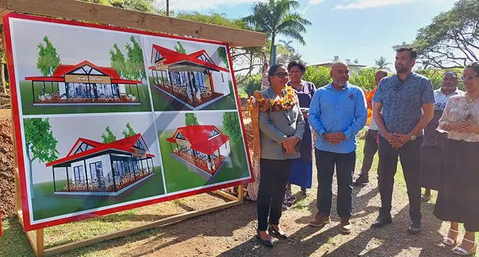Minister for Local Government, Premila Kumar (first from left) and the Lautoka City Council CEO, Mohammed Anees Khan (third from left) following the groundbreaking ceremony of the Botanical Garden Cafe in Lautoka on August 18, 2022. Photo: Nicolette Chambers