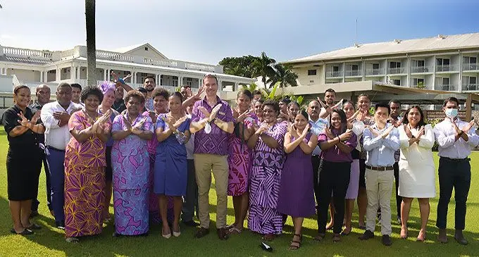 IHG ® Hotels and Resorts’ management and Grand Pacific Hotel staff members and chief guest Ana Tuiketei during the International Women’s Day celebrations at the Grand Pacific Hotel on March 8, 2022. Photo: Ronald Kumar.
