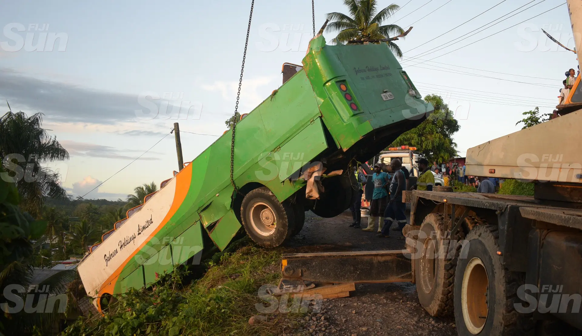 A school bus, after it was pulled out on Lakena Hill in Nausori on 9 October, 2019.Photo: Ronald Kumar.