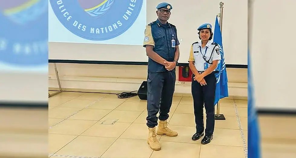 Acting Superintendent of Police (A/SP) Timoci Saqanaivalu and Acting Assistant Superintendent of Police (A/ASP) Fawini Kado. Photo: Police Media Cell