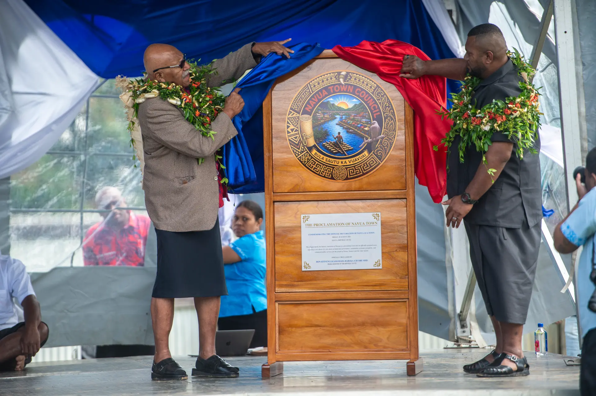 Prime Minister Sitiveni Rabuka with Turaga na Vunivalu Serua Ratu Tevita Latianara during the declaration of Navua as a town on August 28, 2026.