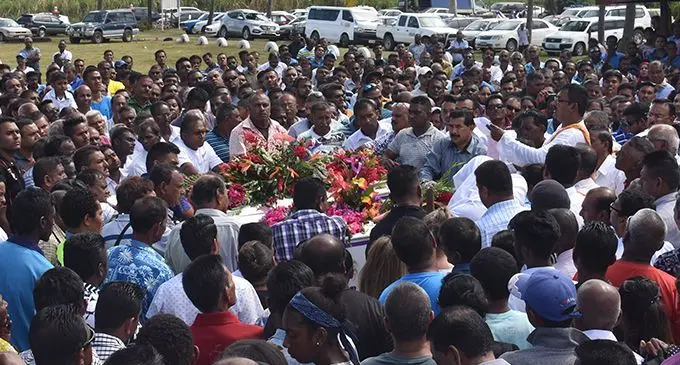 Family and friends turned up in numbers to farewell the five family members who were found dead in the Nausori Highlands on Monday August 26, 2019. Photo: Waisea Nasokia