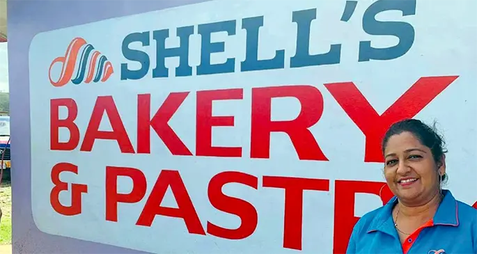 Shalima Bi infront of her newly opened Shelly’s Bakery and Pastry in Nayawa, Sigatoka.