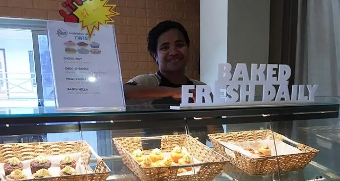 Asinate Rosawa at Gloria Jean’s Nasese cafe yesterday. Gloria Jean’s offers reasonably priced pastries for breakfast. Photo: Frederica Elbourne