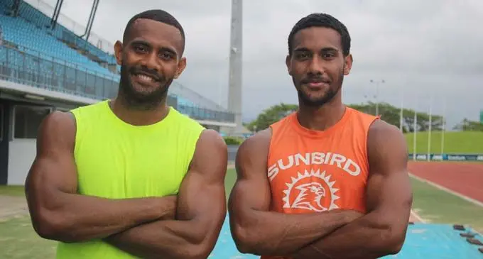 Sprinter Banuve Tabakaucoro (left), with his brother Joseva on December 21, 2018.  Photo: Simione Haravanua