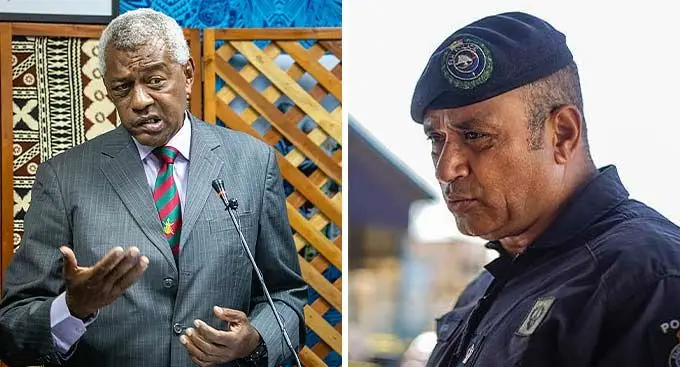 Minister for Home Affairs Pio Tikoduadua and the suspended Police Commissioner Brigadier-General Sitiveni Qiliho.