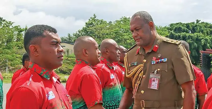 The Commander Joint Task Force Command, Brigadier-General (Brig-Gen) Manoa Gadai, farewelled the Commanding elements of the Second Battalion Fiji Infantry Regiment (2FIR) Batt 42, who will serve under the Multinational Force and Observers (MFO) in Sinai. Photo: RFMF Media Cell
