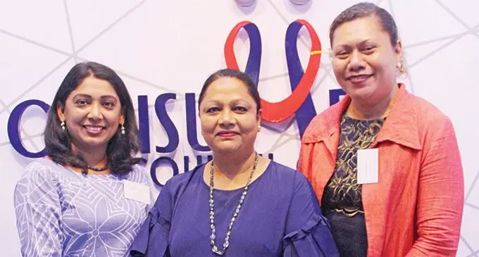 Consumer Council of Fiji chief executive officer Seema Shandil, Minister for Trade and Tourism and Local Government Premila Kumar with Consumer Council board member Elizabeth Algar on February 8, 2019. Photo: Ronald Kumar