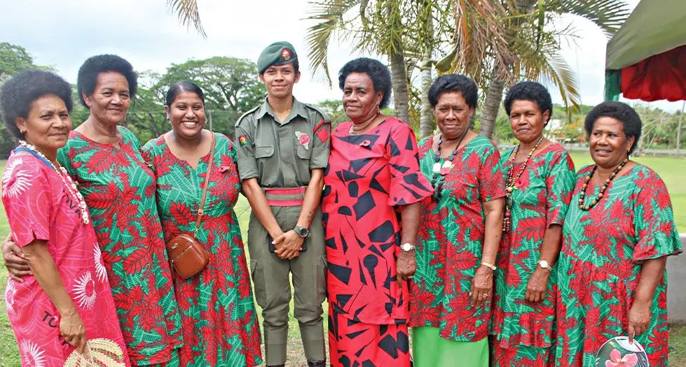 Cynthia Latchman (third from the left) with the families of fallen soldiers during the Remembrance Day at Sukanaivalu Army Barrack, Vaturekuka in Labasa on November 11, 2024. Photo: Shratika Naidu