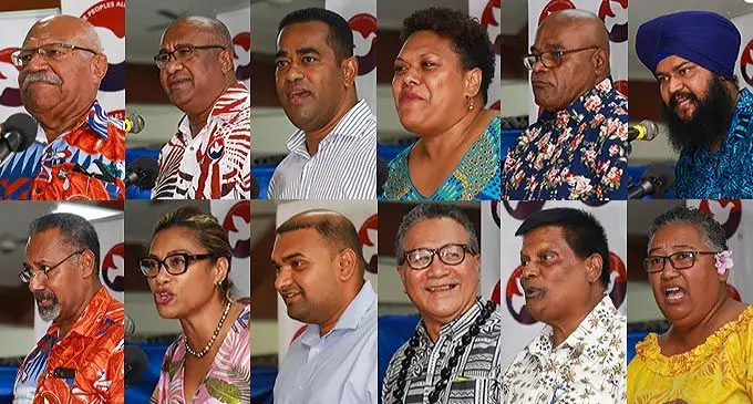 The first 12 candidates for the Peoples Alliance Party for the General Elections this year. Photo: Leon Lord.