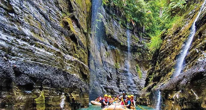 Tourists rafting along the Navua River.