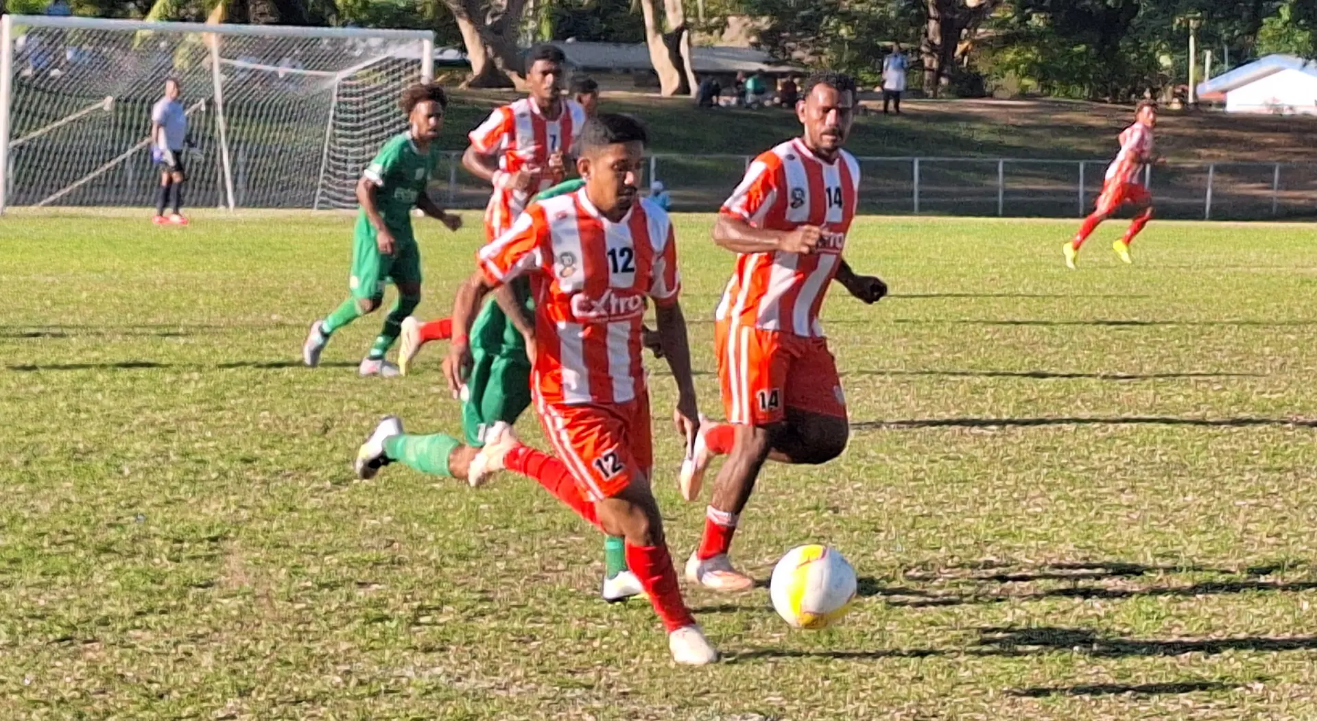 Labasa midfielder Ashnil Raju on the move against Nadi during their Extra  Premier League clash at King Charles Park, Nadi, on July 12, 2026.  Labasa won 3-2.  Photo: Waisea Nasokoia