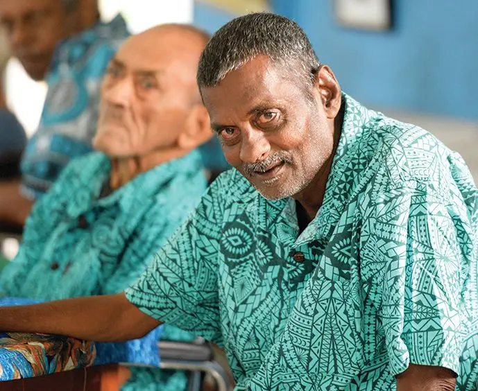 Golden Age Home residents Maciu Baemalua (left),  and Jagdish Prasad on October 2, 2019.   Photos: Ronald Kumar