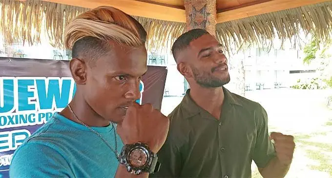 Ubbayd Haider (right) will fight Mohammed Ali on March 2 at the FMF Gymnassium in Suva. Photo: Bluewater Boxing Promotion