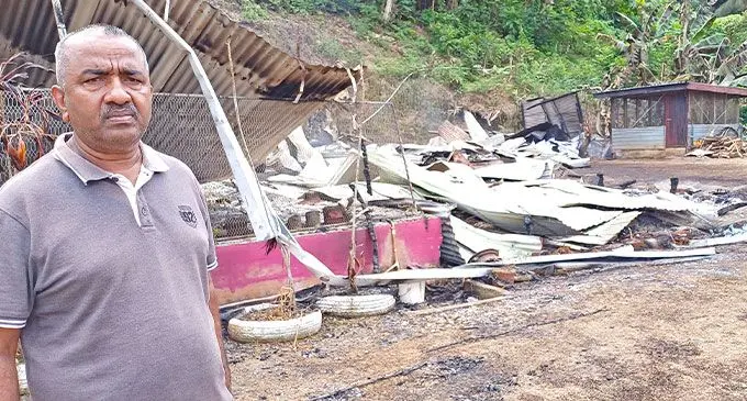 Naren Chand lost his house in a fire at Belego Settlement, Savusavu, on September 20, 2024. Photo: Shratika Naidu