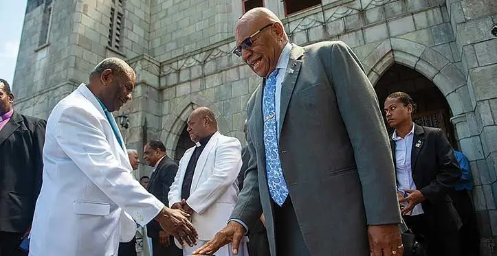 Prime Minster Sitiveni Rabuka after the thanksgiving service to celebrate the newly elected- church leaders at the Centenary Church in Suva on September 3, 2023. Photo: Leon Lord