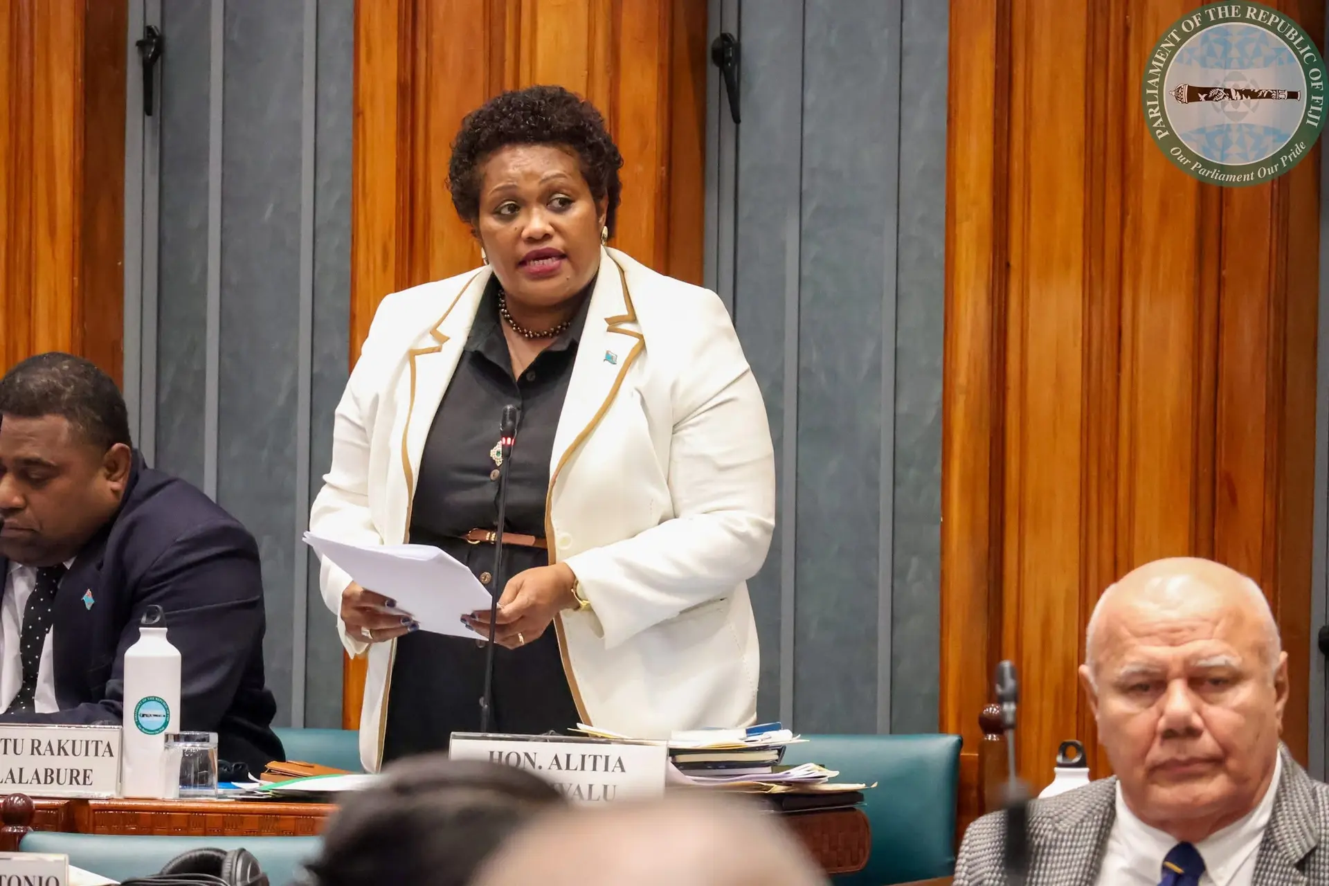 Minister for Fisheries and Forestry Alitia Bainivalu in Parliament on May 28, 2026.