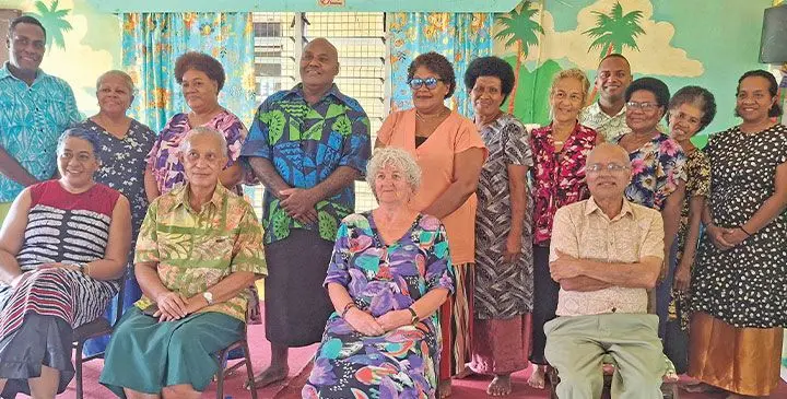 Electoral Law Reform Commission chairperson Daniel Fatiaki (seated second from left), Wadan Narsey (right), Deidre Brookes (third from left), and Seni Nabou (left), with participants at Navoci Village. Photos: Fiji Law Reform Commission