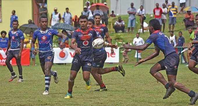 Ba Provincial Freebird Institute defend against John Wesley College of Suva in the Under-19 quarterfinal of the Vodafone National Secondary Schools at Garvey Park in Tavua on March 23, 2019.Photo: Waisea Nasokia.