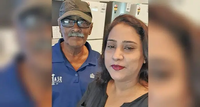 Rose Sharma (right), with his ‘hero’ dad, Samson Mani.