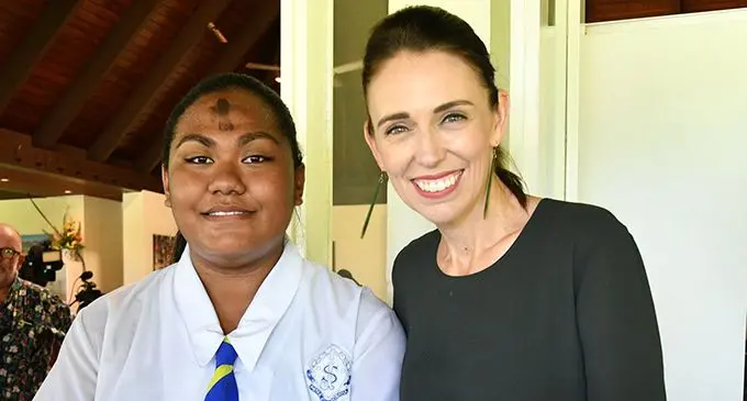 AnneMary Raduva and New Zealand Prime Minister Jacinda Ardern.  Photo: Deptfo