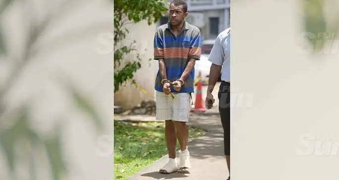 Vereamu Navuso who is accused of setting fire to the Saint Giles Psychiatric Hospital last Thursday and harming a nurse appeared at Magistrates Court in Suva yesterday. He is pictured here outside the Court House on February 8, 2021. Photo: Ronald Kumar.