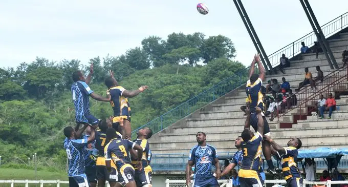 Tuva Highlanders contest a lineout against Sigatoka Bulls in the Super 8 competition at Lawaqa Park, Sigatoka on March 3, 2018. Photo: Waisea Nasokia