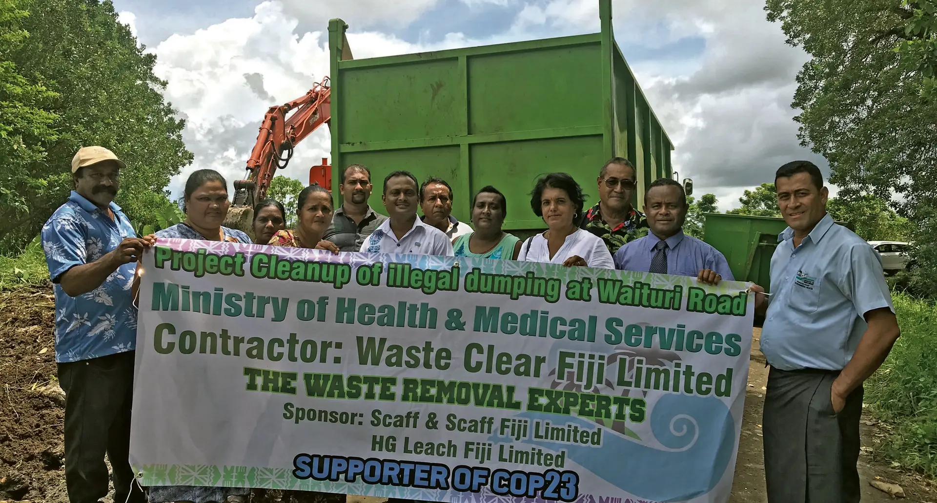 Assistant Minister for Infrastructure and Transport Vijay Nath (sixth from left) with members of the Nausori Town Council, Waituri Community and Health Department after the Clean-Up Operation in Waituri, Nausori on March 1, 2018. Photo: Ashna Kumar