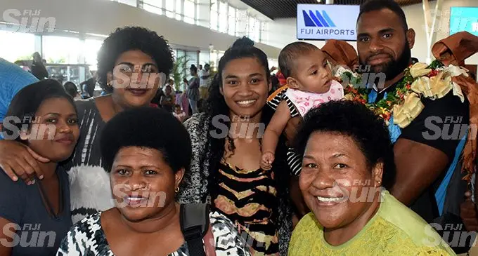 Semi Kunatani with his wife Ilisapeci (back second from left).  Photo: Waisea Nasokia