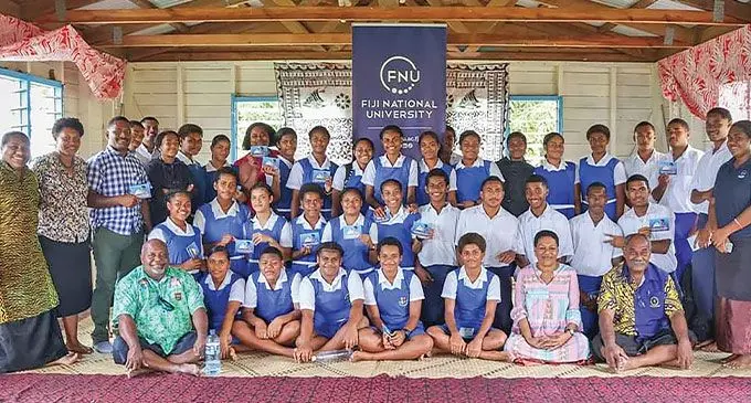 Karo High School students with the staff from the Fiji Natonal University. Photo: FNU