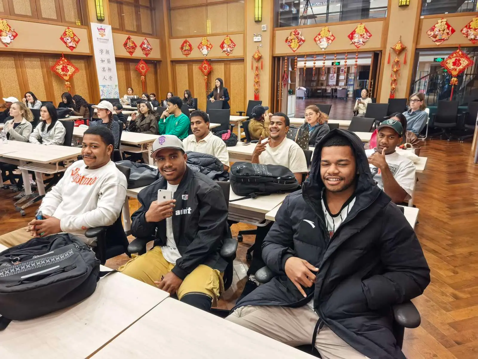 Our Deans Trophy Under-18 players with Iowane Nabe (front, left) during their class in Beijing, China.