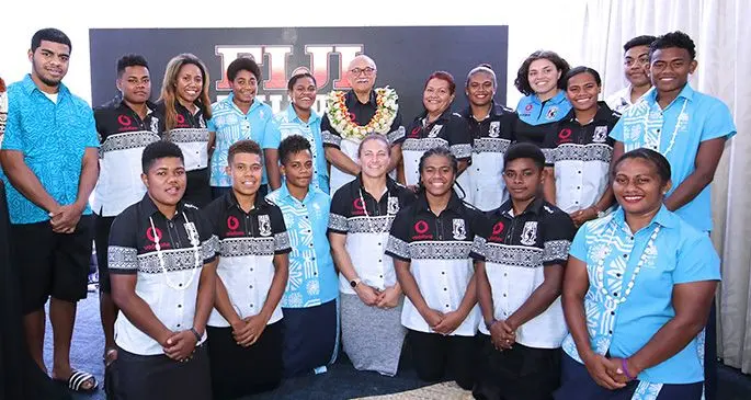 President Major General (Ret’d) Jioji Konrote after the launching of the Fiji National Rugby League’s women’s name and logo at the Tanoa Plaza in Suva on September 25, 2019. Photo: DEPTFO