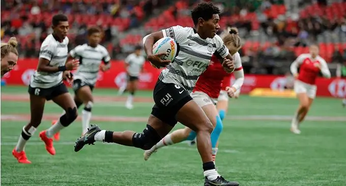 Fiji Airways Fijiana 7s winger Ana Maria Naimasi scored four tries at the end of Day One of the Vancouver Sevens. Photo: World Rugby 
