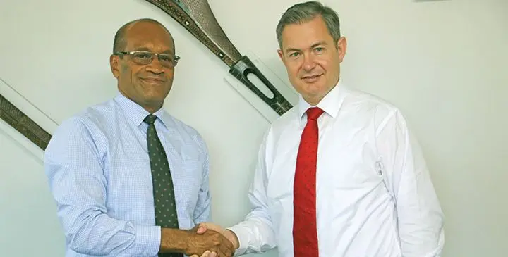 The Minister for Infrastructure Jone Usamate and New Zealand High Commissioner Jonathan Curr. Photo: Ministry of Infrastructure