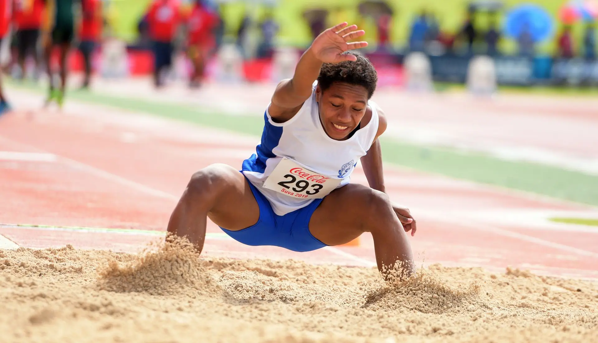 Veniana Roqica of St Josephs Secondary School during Coca-Games  Senior girls long jump final at ANZ Stadium on Ap[roil 16, 2019. Photo: Ronald Kumar.