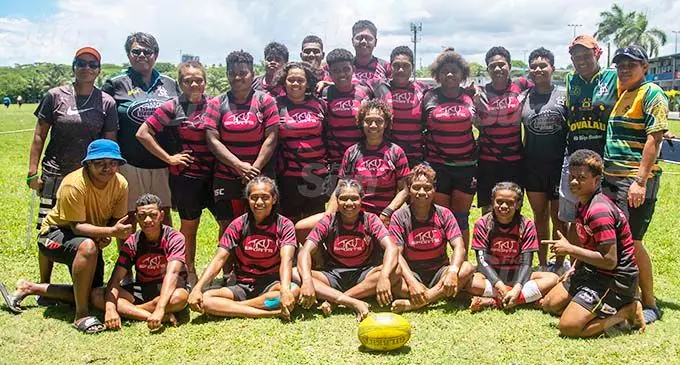 The Ovalau women’s rugby team during the Women’s Regional 10’s competiiton at Bidesi Park, Suva, on November 16,2020. Photo: Leon Lord