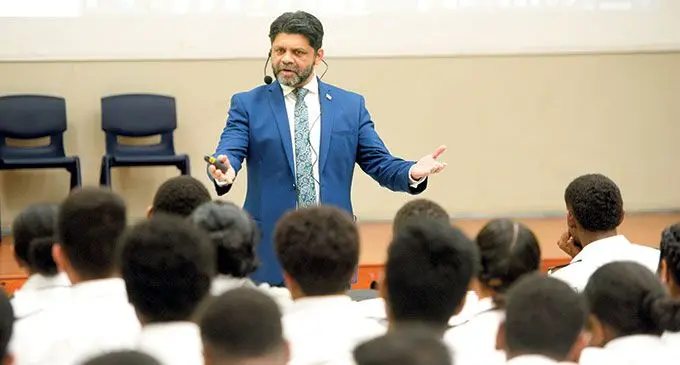 Acting Prime Minister and Minister for Economy Aiyaz Sayed-Khaiyum during budget consultations.  Photo: Ronald Kumar