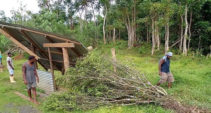 The makeshift bus stop at Nabuiniikadamu in Wainunu, Bua, after the driver of a truck crashed into it on November 17, 2021. Photo: George Sanegar