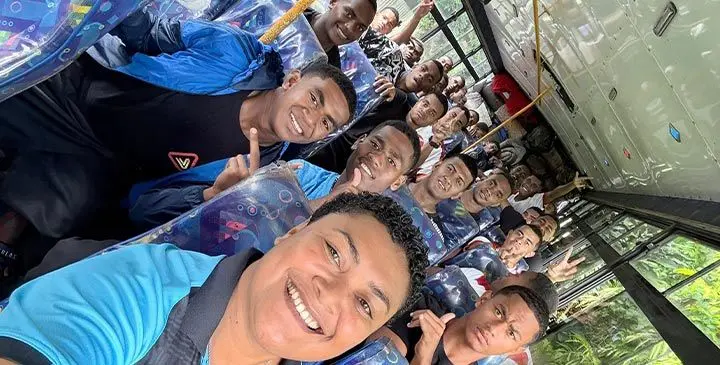 Fiji Bati Under-18 team manager Kelera Tagivakatini with the Fiji Bati U18. Photo: FNRL