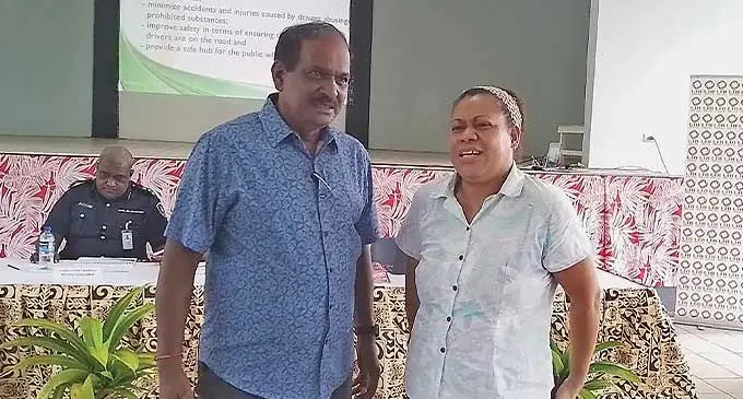 Fiji Driving Schools Association president Deo Narayan and acting general manager technical and operation Makitalena Drova. Photo: Jone Salusalu