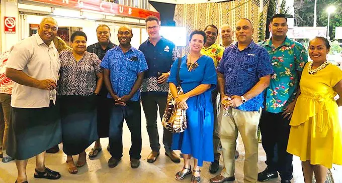 From left: Fiji Times Editor-in-chief Fred Wesley, Pacific Island News Association (PINA) manager and editor Makareta Komai, Islands Business managing director Samisoni Pareti, Fiji TV’s Dreu Vukailagi, Australia’s Minister for International Development and the Pacific Senator Zed Seselja, Islands Business editorial consultant Samantha Magick, Mai TV’s Stanley Simpson, Communications Fiji Limited’s Charles Taylor and Vijay Narayan, FijiLive’s Reginald Chandar and communications specialist Donna Hoerder during the Press Club hosted by the Australian High Commission on November 16, 2021. Photo: Australian High Commission