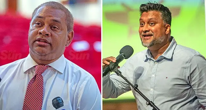 Fijian Media Association general secretary Stanley Simpson and Fiji Media Council public member Shane Hussein. Photos: Leon Lord